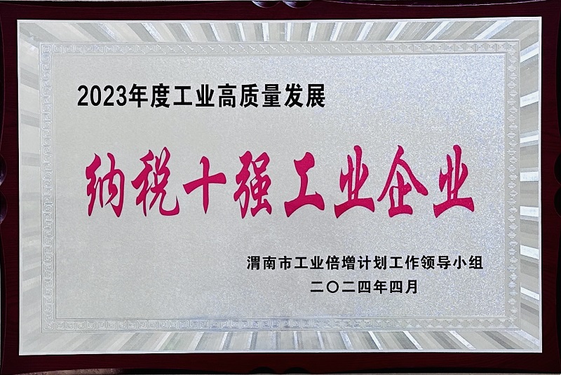 富平公司榮獲渭南市“納稅十強工業(yè)企業(yè)”